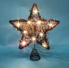 Christmas Tree 11.4in*10in, Rustic Rattan Natural Treetop Star 