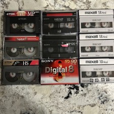 9 Used SONY MAXELL TDK Hi8 120 Minute Video Tapes Cassettes - For Overwriting