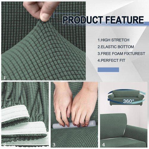 1/2/3 Sitzer Sofabezüge Schonbezug Einfarbig Anti-Falten Super Stretch Couch - Bild 93 von 101