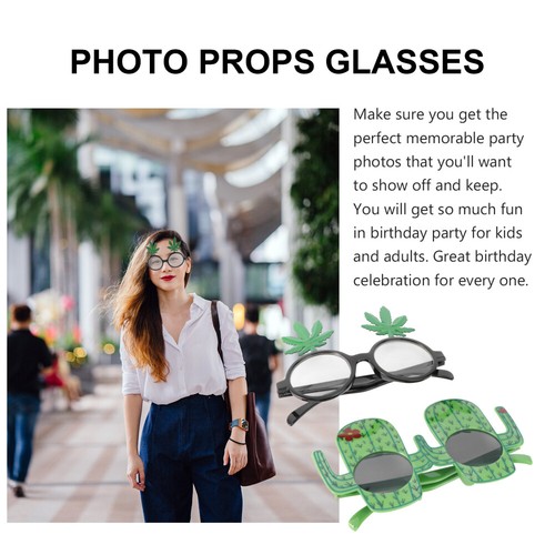 2Pcs Photo Booth Props Maple and Cactus Glasses Birthday Party Favors Supplies - Picture 11 of 12