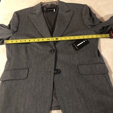 Ivonne Blazer Abrigo Chaqueta Gris 2 Botones Manga Larga Con Cuello 16 NUEVO CON ETIQUETAS $1600.00