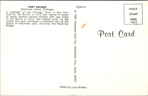 Postal militar de Fort Holmes Mackinac Island, Michigan MI - Imagen 2 de 2