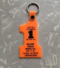Vintage Keychain INLAND TRUCK PARTS CO. Key Ring #1 Fob Omaha, NE. Made In USA