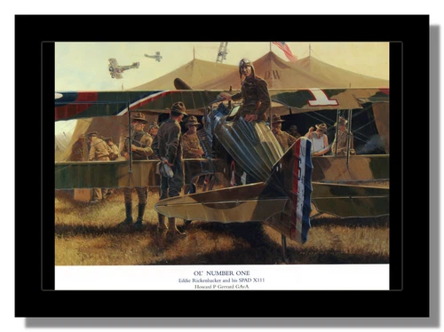 Spad XIII biplane fighter WW1 Eddie Rickenbacker framed picture free p&p UK