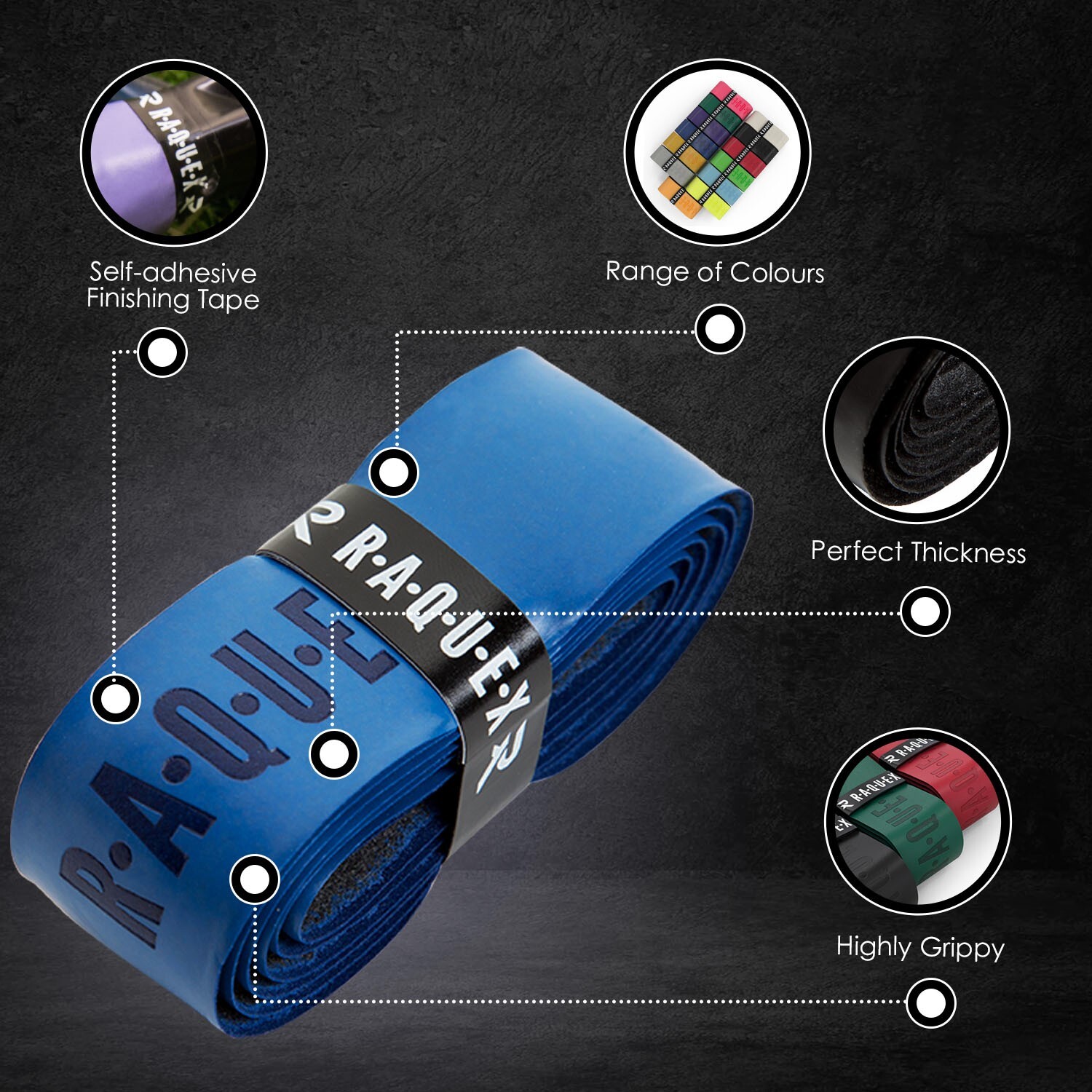 Raquex Replacement White Grip Tape Racquet Handle Wrap Non Slip Tennis