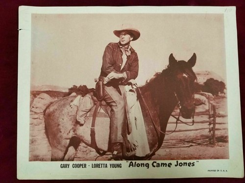 1945 Film ALONG CAME JONES Lobby Card 7 of 8 set Gary Cooper Loretta Young ~FC4 - Imagen 7 de 10
