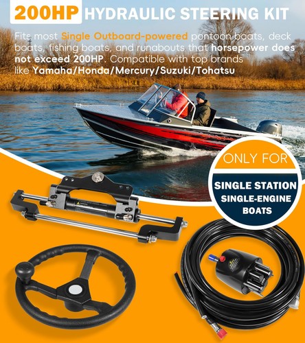 200HP Boat Hydraulic Outboard Steering Kit 26ft for Most Single Outboard-Powered - Picture 3 of 17