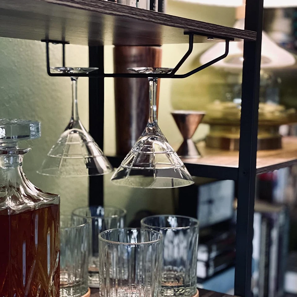 Juego de 2 estantes colgantes para copas de vino negro de 10,8 pulgadas Foto 4 de 4