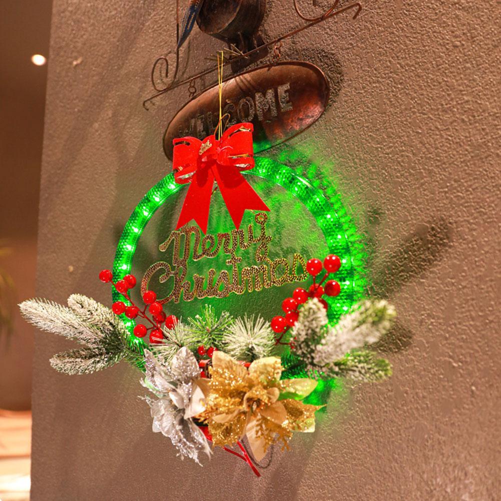 Christmas Wreath Garland Front Door LED Light Ornaments Wall Home Decor Xmas Z0P - Picture 3 of 17
