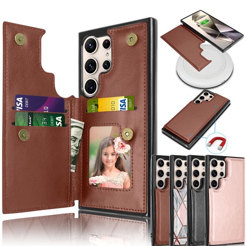Für Samsung Galaxy S24 Ultra/S24 Plus/S24 Wallet Case Kartenfach Handy Hülle - Bild 25 von 38