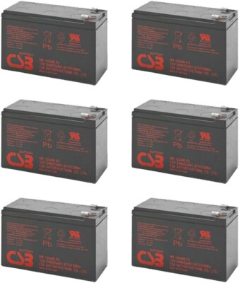 Lot of 6 CSB HR1234WF2 High Rate 12V 34W SLA Battery w/ .25'' F2 Terminals