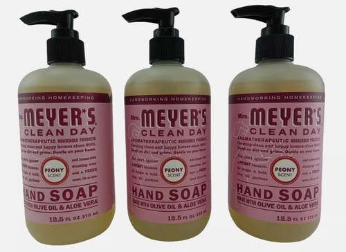 3x Pack Mrs Meyer's Clean Day PEONY Duft Handseife mit Olivenöl & Aloe 12,5oz - Bild 2 von 4
