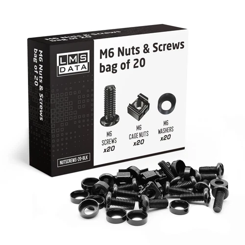 20-Pack of Black M6 Cage Nuts & Screws for Rack Mount Equipment Server 19" and 1