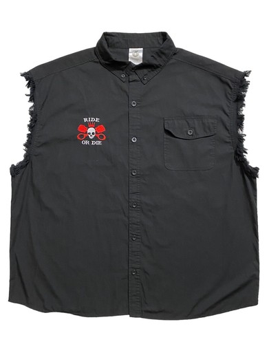 Ride Or Die Button Down Mens Shirt Vest Size 2XL XXL Black Motorcycle - Picture 7 of 17