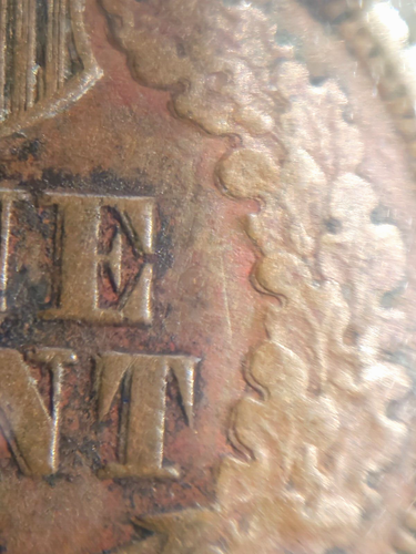 1865 "Fancy 5" Indian Head Cent DDR - FS-1801 - AU Details - Picture 5 of 6