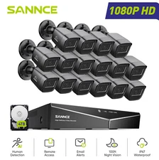 SANNCE H.264+ 16CH DVR 1080P Wired Home Security Camera System Outdoor IR Night