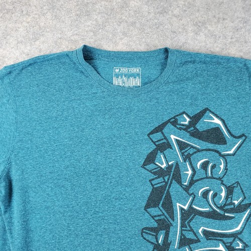 Zoo York Shirt Mens Extra Large Blue Crew Neck Short Sleeve Graphic Stretch - Picture 2 of 14