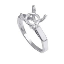 925 Sterling Silver 10 mm Round Semi Mount Polygon Shape Semi Mount Ring Polish
