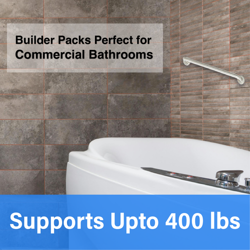 Shower Grab Bar Smooth Grip in Stainless Steel | Holds Upto 400 lb - Picture 28 of 54