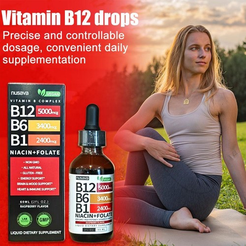 B12/B6/B1 Niacin&Folate Vitamin Liquid Drops -5000/3400/2400mcg 60ml 1-3X🗯️ - Picture 6 of 13