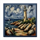 Lighthouse Ceramic Tile Wall Art Backsplash Decorative 4.25 Inches
