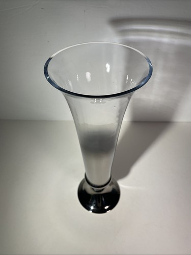 Vintage Trompetenvase Metall Verblasseffekt Fuß hoch Klarglas 12" Herzstück - Bild 3 von 24