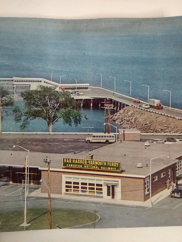 Bar Harbor Maine ME Postkarte Fährterminal MV Bluenose Dock Autos Luftaufnahme - Bild 8 von 16