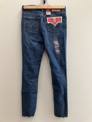 NWT Levi’s 720 High Rise Super Skinny Jeans Girls Size 10 Raw Hem Stretch Denim - Picture 5 of 14