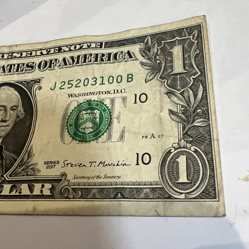 2017 1 Dollar One Dollar Schein Off Center Cut selten tolle gerade Nummer - Bild 6 von 11