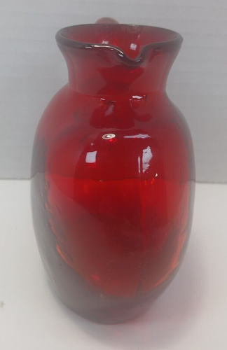 Vintage Ruby Red Hand Blown Glass Mini-Pitcher - Picture 4 of 6