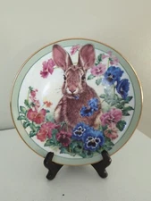 Bunny Rabbit Plate 8" Garden Salad Judy Mizell Danbury Mint Easter Spring Decor 