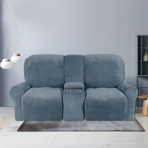 2-Sitzer Stretch Liegesofa Bezug Samt Schonbezug mit Getränkehalter Mittelkonsole - Bild 55 von 104