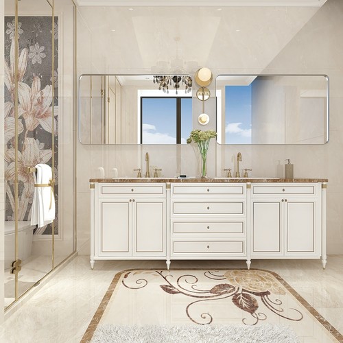 40x30" Brushed Silver Rounded Corner Rectangle Bathroom Mirror Wall Mounted - Picture 9 of 12