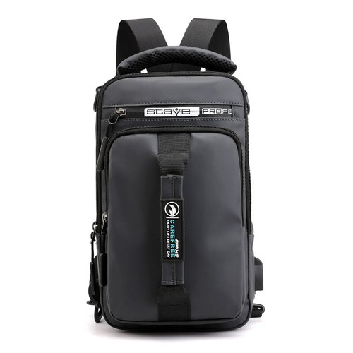 Herren Umhängetasche Anti-Diebstahl-Brust-Schulter-Kurier-Rucksack USB - Bild 16 von 16