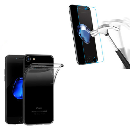 Pour Apple Iphone 7/8 Plus - Coque Gel Silicone + 1 film verre trempé - Photo 2 sur 3