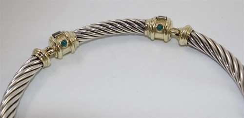 David Yurman Renaissance Sterling & 14K Gemstone 10mm Cable Choker Necklace - Picture 6 of 8