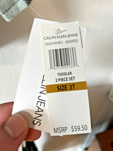 Calvin Klein Kleinkind 2-teiliges Set Größe 3T Jeans Button Down Kariert Kapuze Neu mit Etikett - Bild 8 von 9