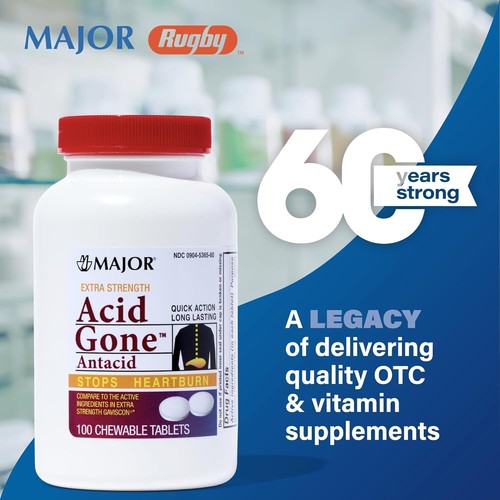 Acid Gone Antacid Chewable Generic for Gaviscon Extra Strength Chewable Tablets - Picture 2 of 6