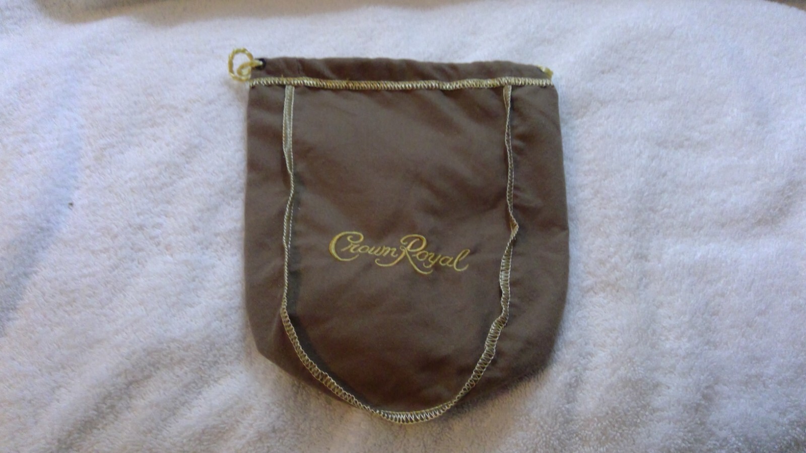 Crown Royal Vanilla Drawstring Bag with Gold Embroidery-image