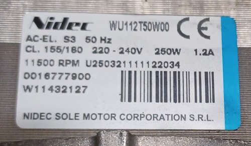 Motore Nidec per Lavatrice Indesit Whirpool W11432127 WU112T50W00 0016777900 - Foto 5 di 5