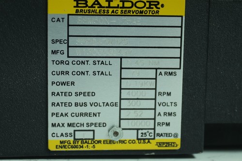 Servomotor de CA sin escobillas BALDOR BSM50N-175AE PLE60 correa de engranaje correa piñón - Imagen 6 de 6