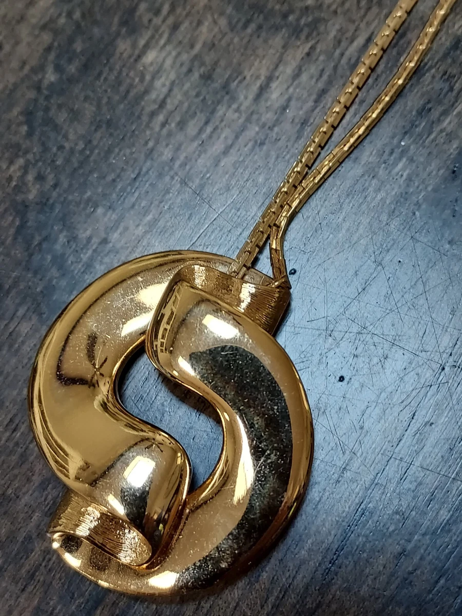 Vintage MONET Gold Swirl Pendant C with Chain Necklace both