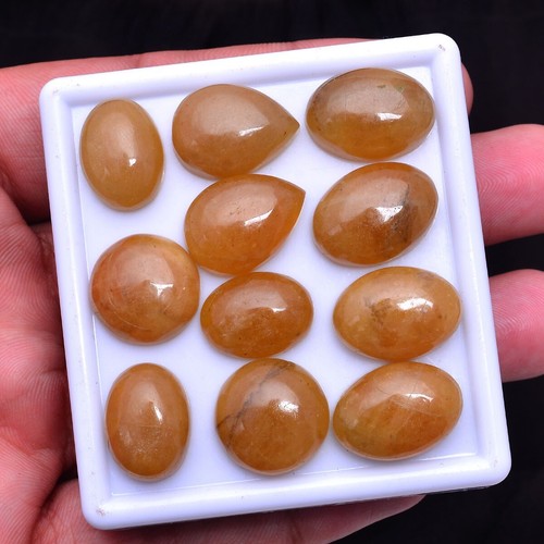 11 Pcs Natural Yellow Beryl Cabochon 16mm-18mm Untreated Gemstones Wholesale Lot - Picture 5 of 6