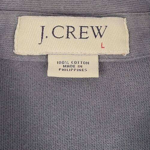 J. CREW Men's Cotton 3 Button Collard Pullover Sweater Large Pocket Gray - Picture 3 of 7