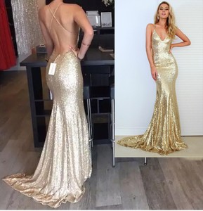 Long Backless Sequin Dress