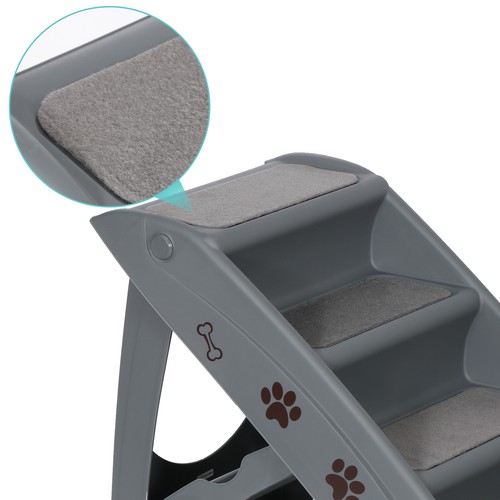 Dog Stairs Foldable 4 Steps Pet Dog Step for High Bed Indoor Outdoor Dark Grey - Picture 19 of 19
