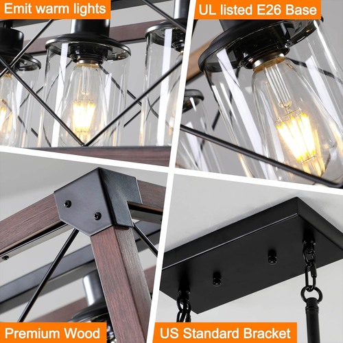 Rustic Hanging Lights Fixture Farmhouse Chandeliers for Dining Room Kitchen Isla - Picture 2 of 8