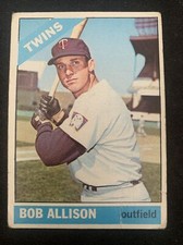 1966 Topps Baseball Card #345 Bob Allison Minnesota Twins Vg Crease Free Ship!