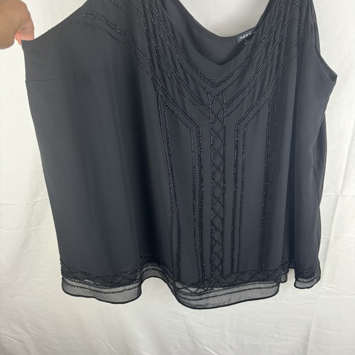 Torrid Chiffon Wispy Swing Cami Size 4X Beaded Black V-Neck Goth Romantic Fairy - Picture 4 of 8