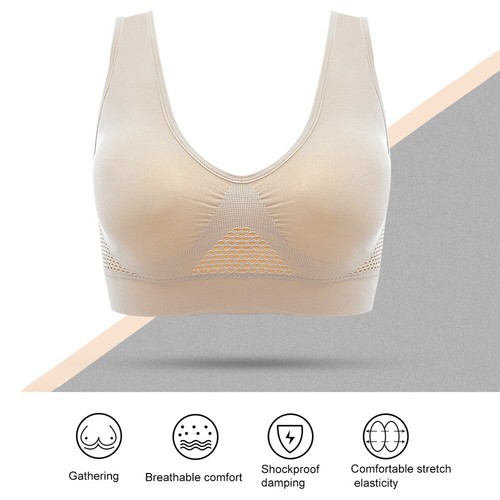 Vest Bra with Chest Pad Wire Free Solid Color Women Seamless Sports Bra Z - Picture 4 of 24